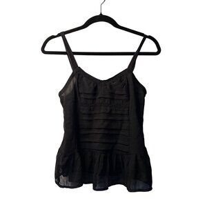 American Eagle Outfitters Flutter Camisole XS Pintuck Pleated Sheer Peplum Tank